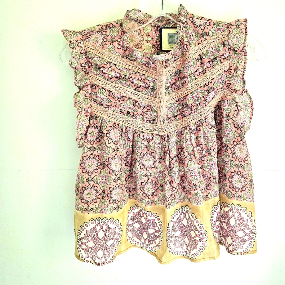 Bell By Alicia Bell Mauve Lace Trim Blouse